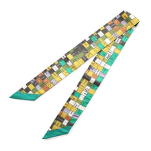 Load image into Gallery viewer, HERMES Twilly Bolduc Check Green/Yellow/Multicolor Silk100%
