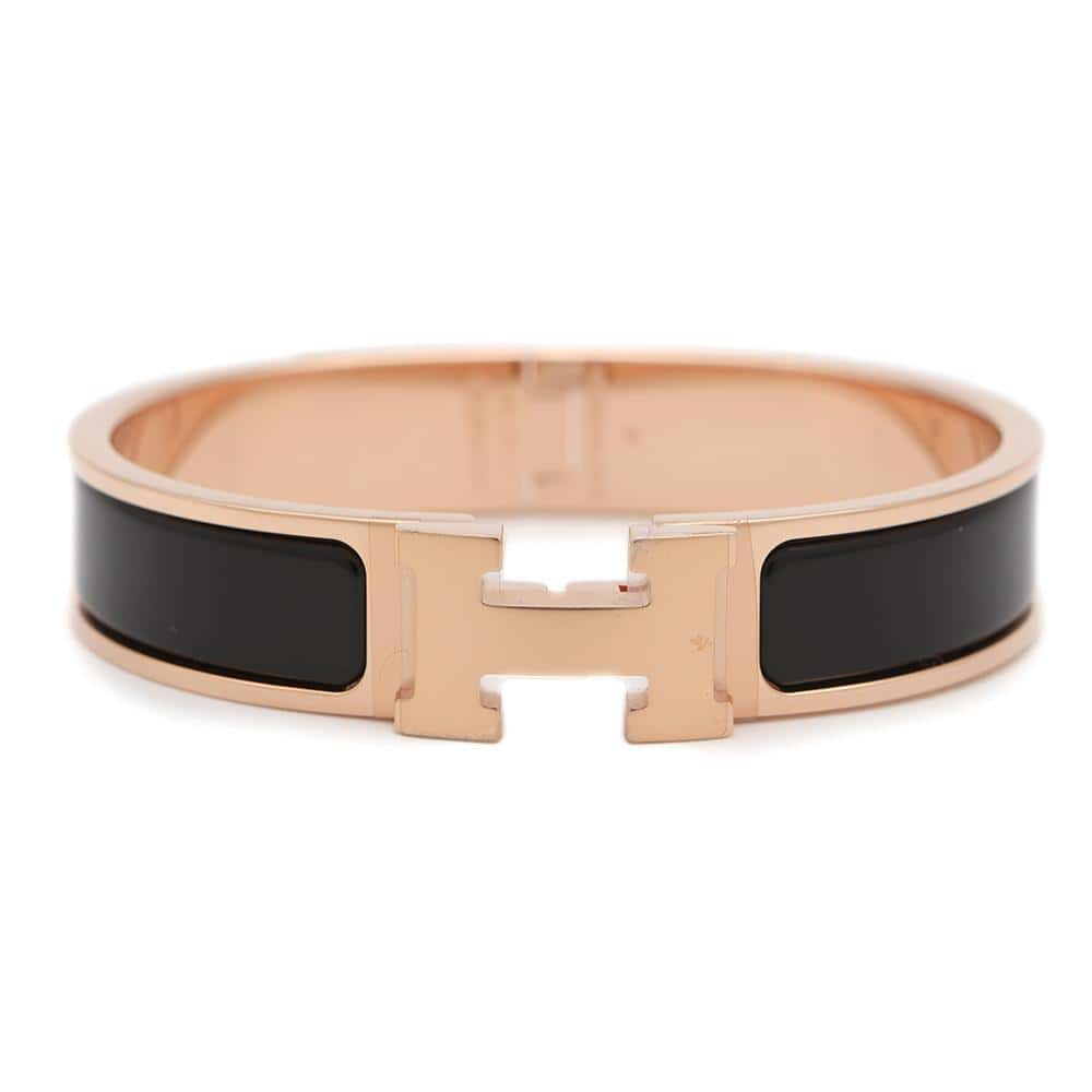 HERMES Clic H Clic Crack Size PM Black Metal Enamel