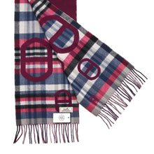 Load image into Gallery viewer, HERMES Cashmere Scarf Tartan Maillon Prune/GrayH394068T Cashmere100%
