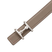 Load image into Gallery viewer, HERMES Belt Buckle &quot;Mole H&quot; &amp; Leather Belt (Kit) 24 Size 75 Etoupe/White Swift Leather Epsom
