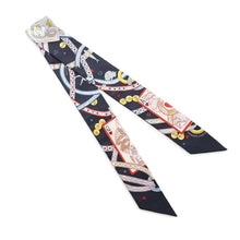 Load image into Gallery viewer, HERMES Twilly Bijoux Pique Queen of Hearts Black/Rouge/Gold Silk100%
