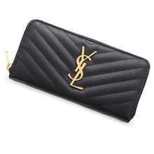 将图像加载到图库查看器中，SAINT LAURENT PARIS V Stitch Zip Around Long Wallet Black358094 Leather
