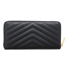 Load image into Gallery viewer, SAINT LAURENT PARIS V Stitch Zip Around Long Wallet Black358094 Leather
