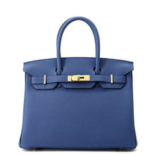 将图像加载到图库查看器中，HERMES Birkin Blue Tie Togo Leather Size 30
