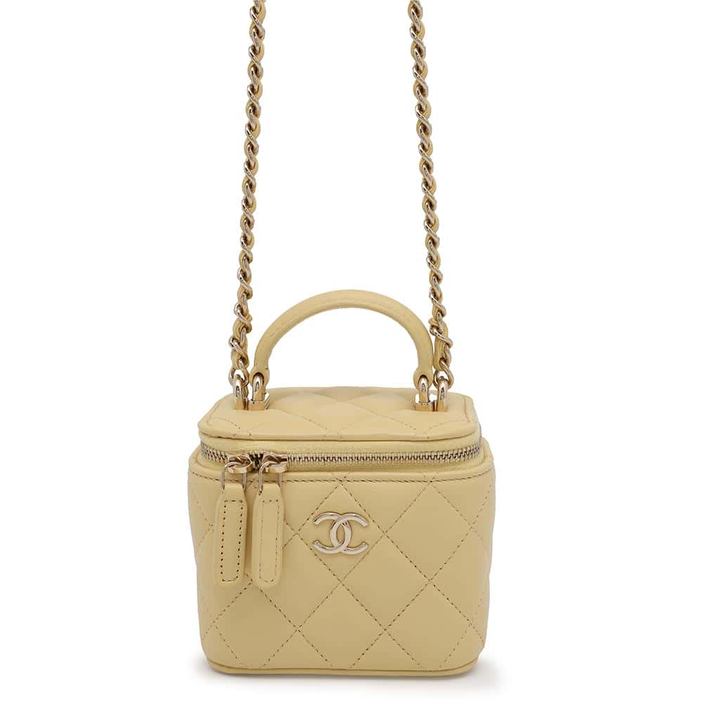 CHANEL Vanity Case YellowAP2198 Lambskin Size Small