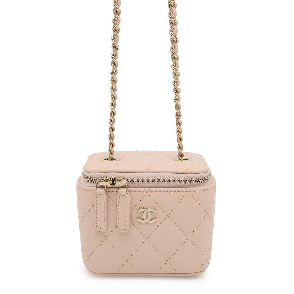 CHANEL Matelasse Vanity ChainShoulder Bag Jasmin FlowerAP1340 Caviar Leather Size Small