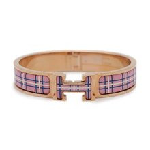 将图像加载到图库查看器中，HERMES Clic Crack PM Tattersall Check Pink Pink Gold Plated
