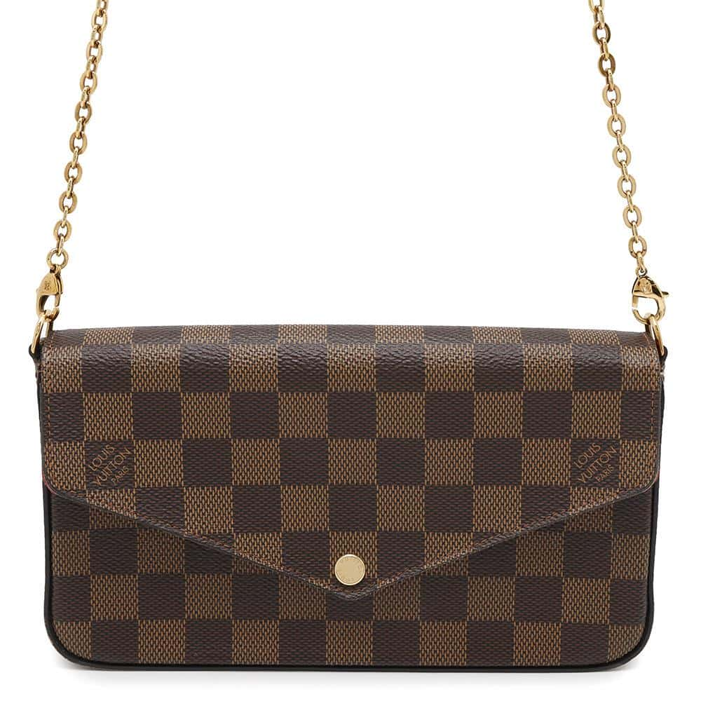 LOUIS VUITTON Felicie Pochette  RedN63032 Damier Ebene Canvas