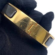 将图像加载到图库查看器中，HERMES Clic Crack Ash Glitter Bracelet Size PM Noir・Dore Metal
