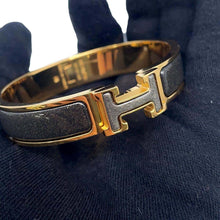 Load image into Gallery viewer, HERMES Clic Crack Ash Glitter Bracelet Size PM Noir・Dore Metal
