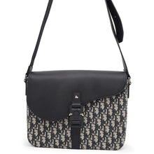 Load image into Gallery viewer, Dior Saddle Oblique Shoulder Bag Black/Navy1ADME162YKS Leather Canvas
