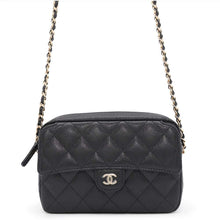 Load image into Gallery viewer, CHANEL Matelasse ChainClutch Shoulder Bag 25 model Black Caviar Leather Size 6.7&quot;
