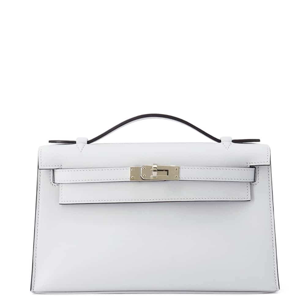 HERMES PochetteKelly Gri Platinum Swift Leather