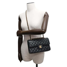 Load image into Gallery viewer, CHANEL Matelasse W-Flap W-Chain Shoulder Bag BlackA01113 Caviar Leather Size 23
