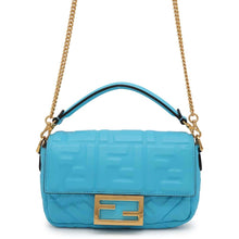 Load image into Gallery viewer, FENDI Baguette 2WAYChainShoulder Bag Light Blue8BS017 Leather Size Small
