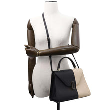 Load image into Gallery viewer, Valextra Valextra Izide 2way Shoulder Bag Black/Beige Leather Size Medium
