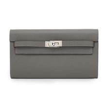 Load image into Gallery viewer, HERMES Kelly wallet long to go Gris Meyer Evercolor
