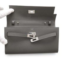 Load image into Gallery viewer, HERMES Kelly wallet long to go Gris Meyer Evercolor
