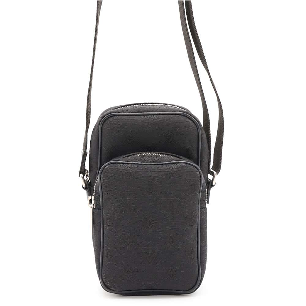 CELINE Triomphe Mini Pocket Messenger Bag Black192512CEC Canvas Leather Size Mini