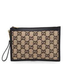 将图像加载到图库查看器中，GUCCI GG Wool Clutch Bag Black/Beige597627 Leather Wool
