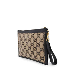 将图像加载到图库查看器中，GUCCI GG Wool Clutch Bag Black/Beige597627 Leather Wool
