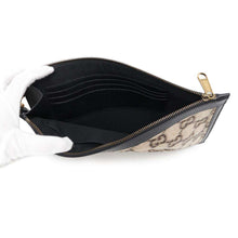 Load image into Gallery viewer, GUCCI GG Wool Clutch Bag Black/Beige597627 Leather Wool
