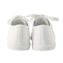 将图像加载到图库查看器中，HERMES Innocent Sneakers White Canvas Leather Size 38.5
