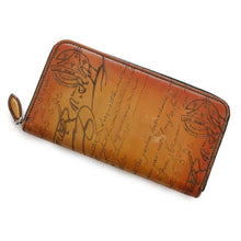 将图像加载到图库查看器中，Berluti Calligraphy Itauba Zip Around Chozai Cloth Brown Leather
