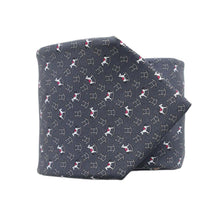 将图像加载到图库查看器中，HERMES Rocking Horse Tie Gris Fonce/Ciel/Fuchsia Silk100%
