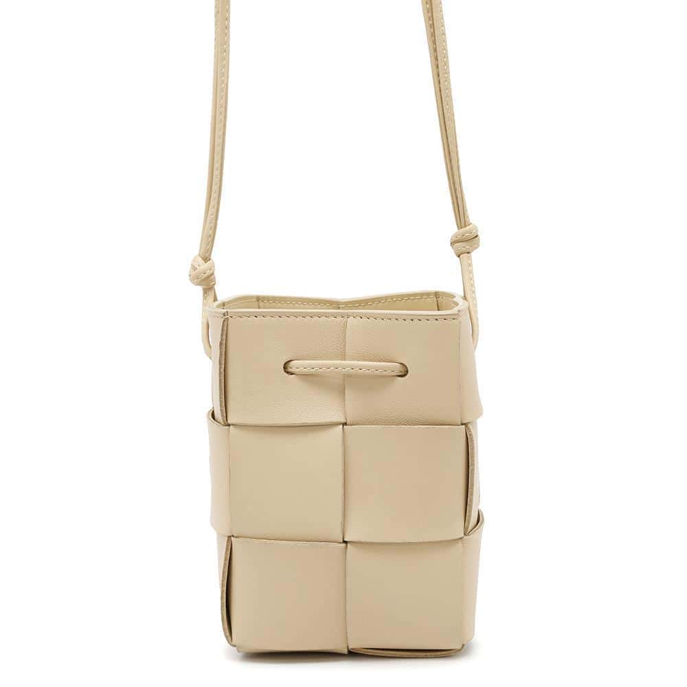 Bottega Veneta INTRECCIATO Mini Cassette Bucket Shoulder Bag Beige680217 Lambskin