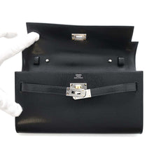 Load image into Gallery viewer, HERMES Kelly wallet long to go Black Chevre Shamqila
