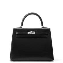 将图像加载到图库查看器中，HERMES Kelly Sellier Black Box Calf Leather Size 25
