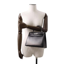 Load image into Gallery viewer, HERMES Kelly Sellier Black Box Calf Leather Size 25
