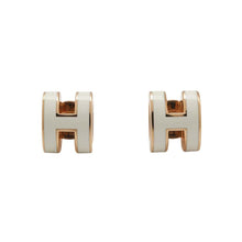 将图像加载到图库查看器中，HERMES Pop Ash Earrings Size Mini White Metal Lacquer
