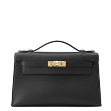 将图像加载到图库查看器中，HERMES PochetteKelly Black Swift Leather
