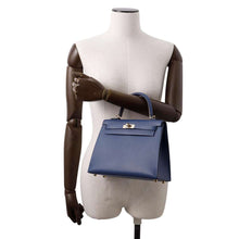 Load image into Gallery viewer, HERMES Kelly Sellier Blue Tie Veau Madame Size 25
