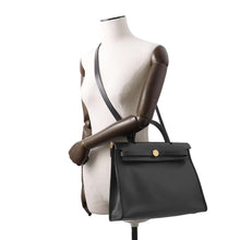 Load image into Gallery viewer, HERMES Herbag zip Black Toile HBerline Vache Hunter Leather Size PM
