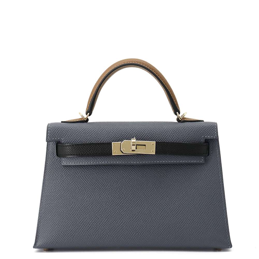 HERMES mini kelly do tricolor Grimist/Black/Halzan Epsom