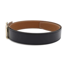 Load image into Gallery viewer, HERMES Belt buckle &quot;Constance&quot; &amp; leather belt (kit) 38 Size 95 Black/Gold Box Calf Togo Leather
