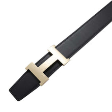 Load image into Gallery viewer, HERMES Belt buckle &quot;Constance&quot; &amp; leather belt (kit) 38 Size 95 Black/Gold Box Calf Togo Leather
