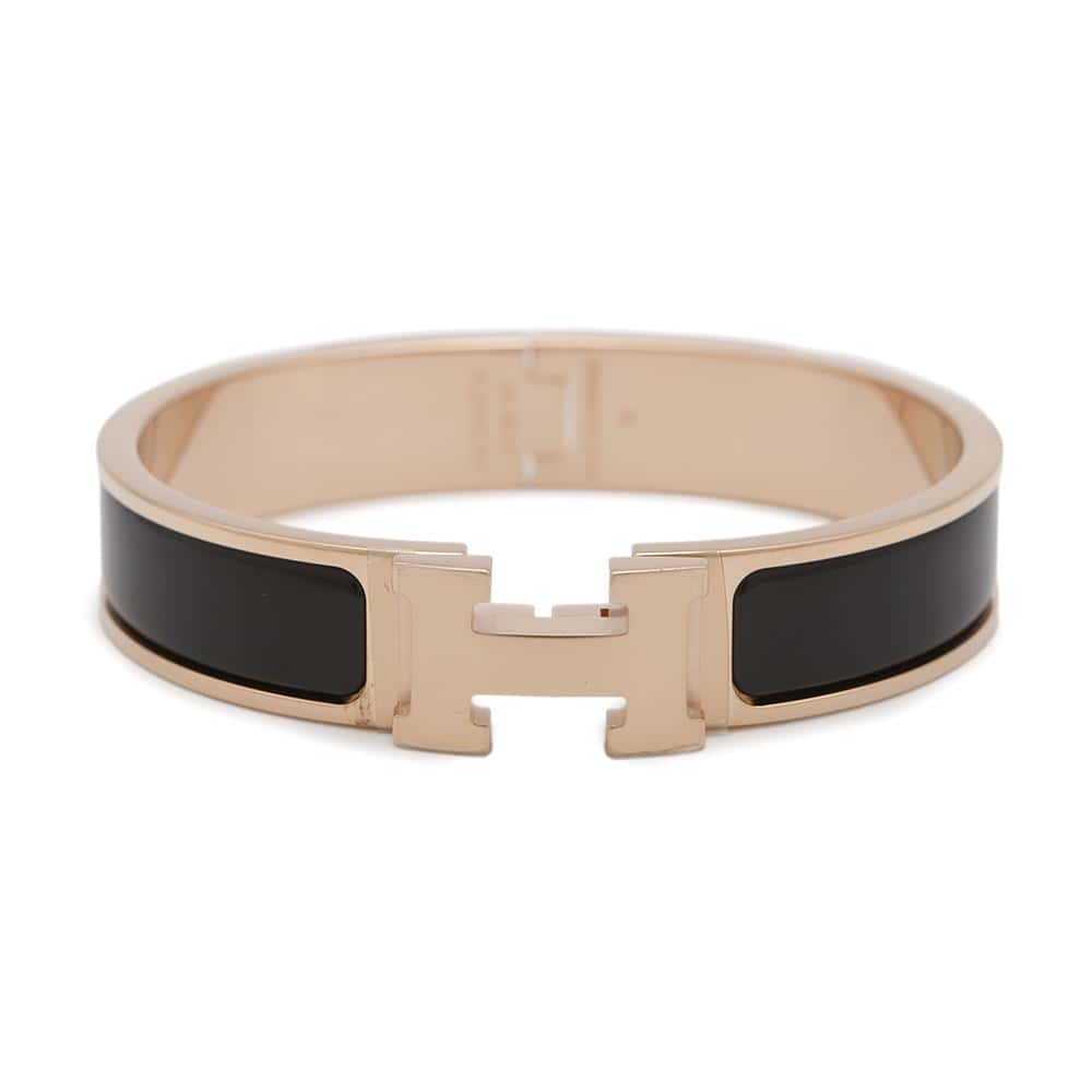 HERMES EnamelBracelet 《ClicH》 Size PM Black Enamel Metal