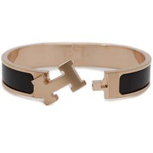 Load image into Gallery viewer, HERMES EnamelBracelet 《ClicH》 Size PM Black Enamel Metal
