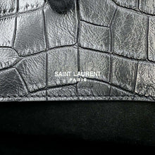 将图像加载到图库查看器中，SAINT LAURENT PARIS Jour soup Black478167 Croco embossed leather Size Large
