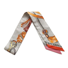 Load image into Gallery viewer, HERMES Twilly cavalry march Gris Perle/Orange/Acajou Silk100%
