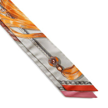 Load image into Gallery viewer, HERMES Twilly cavalry march Gris Perle/Orange/Acajou Silk100%
