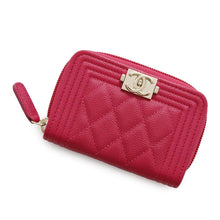 Load image into Gallery viewer, CHANEL Boy Chanel Zip AroundCoin purse PinkA80602 Caviar Leather
