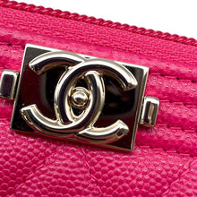 Load image into Gallery viewer, CHANEL Boy Chanel Zip AroundCoin purse PinkA80602 Caviar Leather
