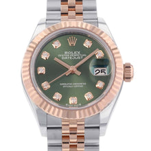 将图像加载到图库查看器中，ROLEX Lady-Datejust W28mm Stainless Steel K18PG Olive Green  Dial279171G
