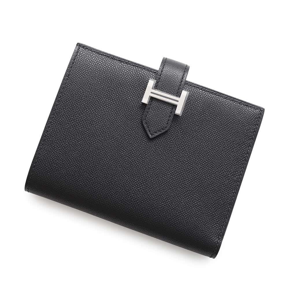HERMES Bean compact Black Veau Madame