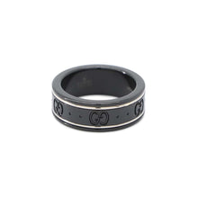 将图像加载到图库查看器中，GUCCI GGIcon Ring Size 11/Approximately#10 Black/Silver225985 K18WG Black synthetic corundum
